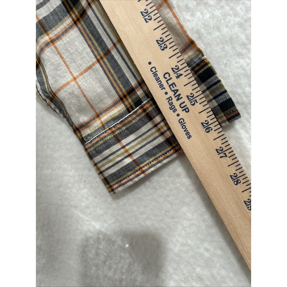 Carhartt Men's Rugged Flex Relaxed Fit Lightweight Long Plaid Shirt Cream/Orang - Picture 9 of 9
